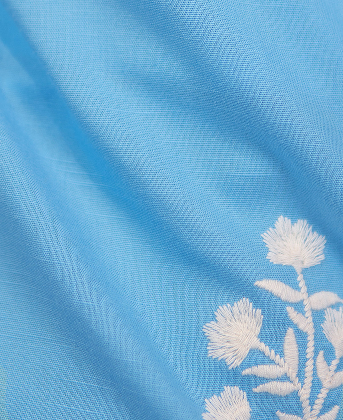 Sky Blue Floral Embroidery Shirt