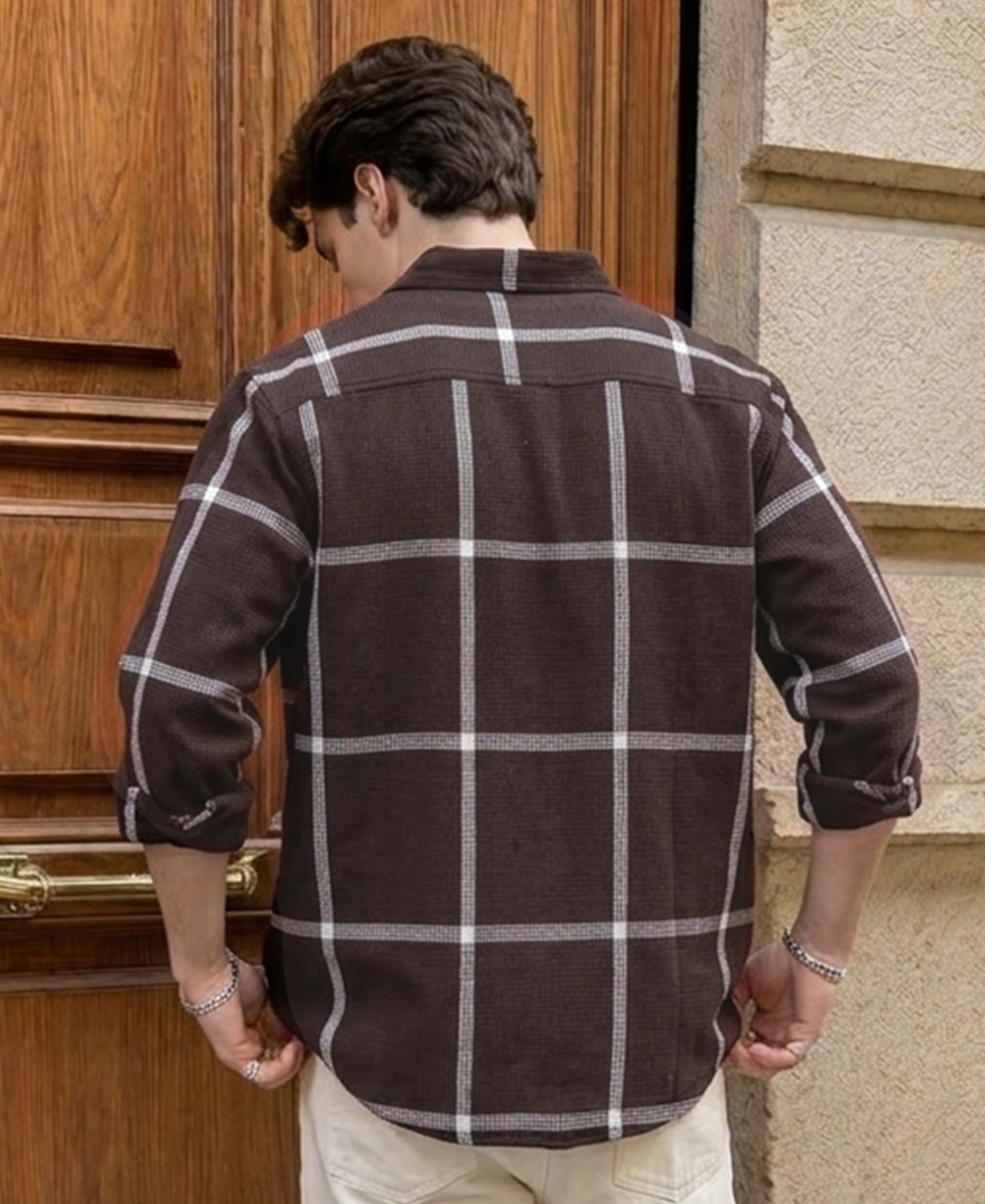 Brown Structure Checks Shirt