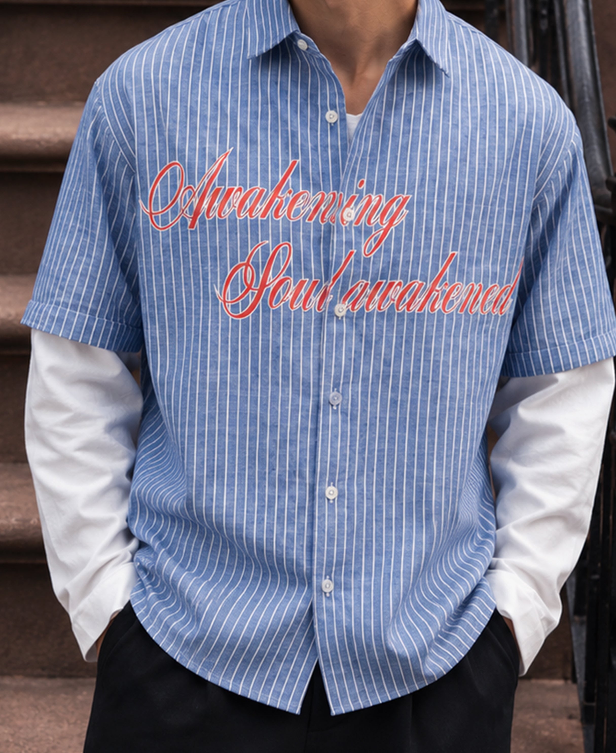 Blue Stripe Doctor Sleeve Shirt