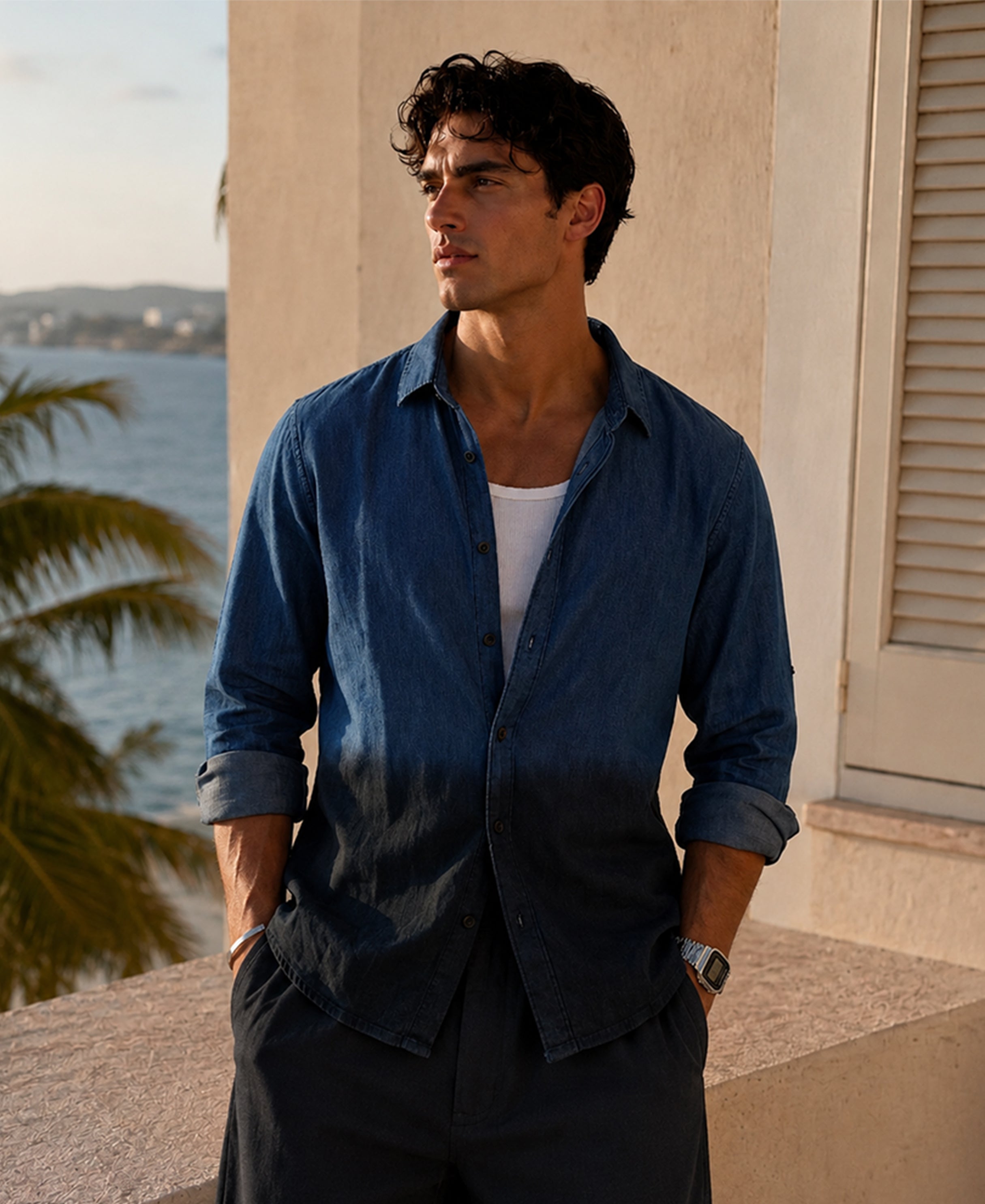 Indigo Ombre Lightweight Shirt 100% Cotton