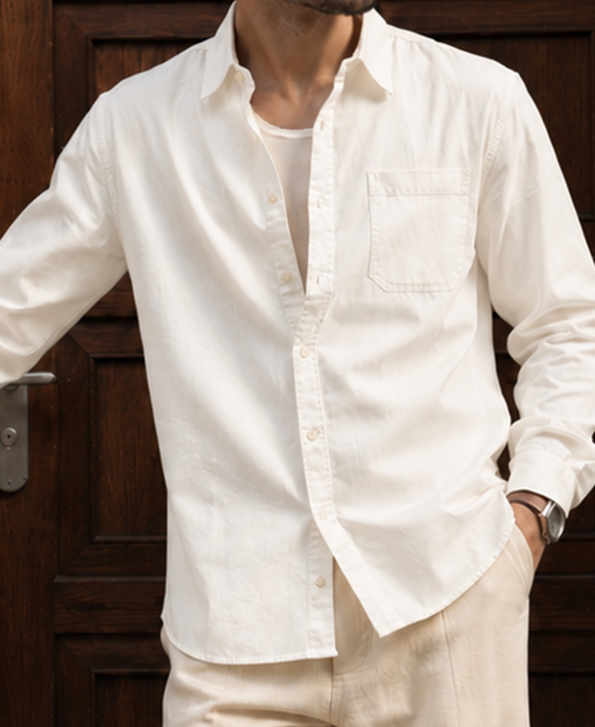 White Cotton Twill Shirt 100% Cotton