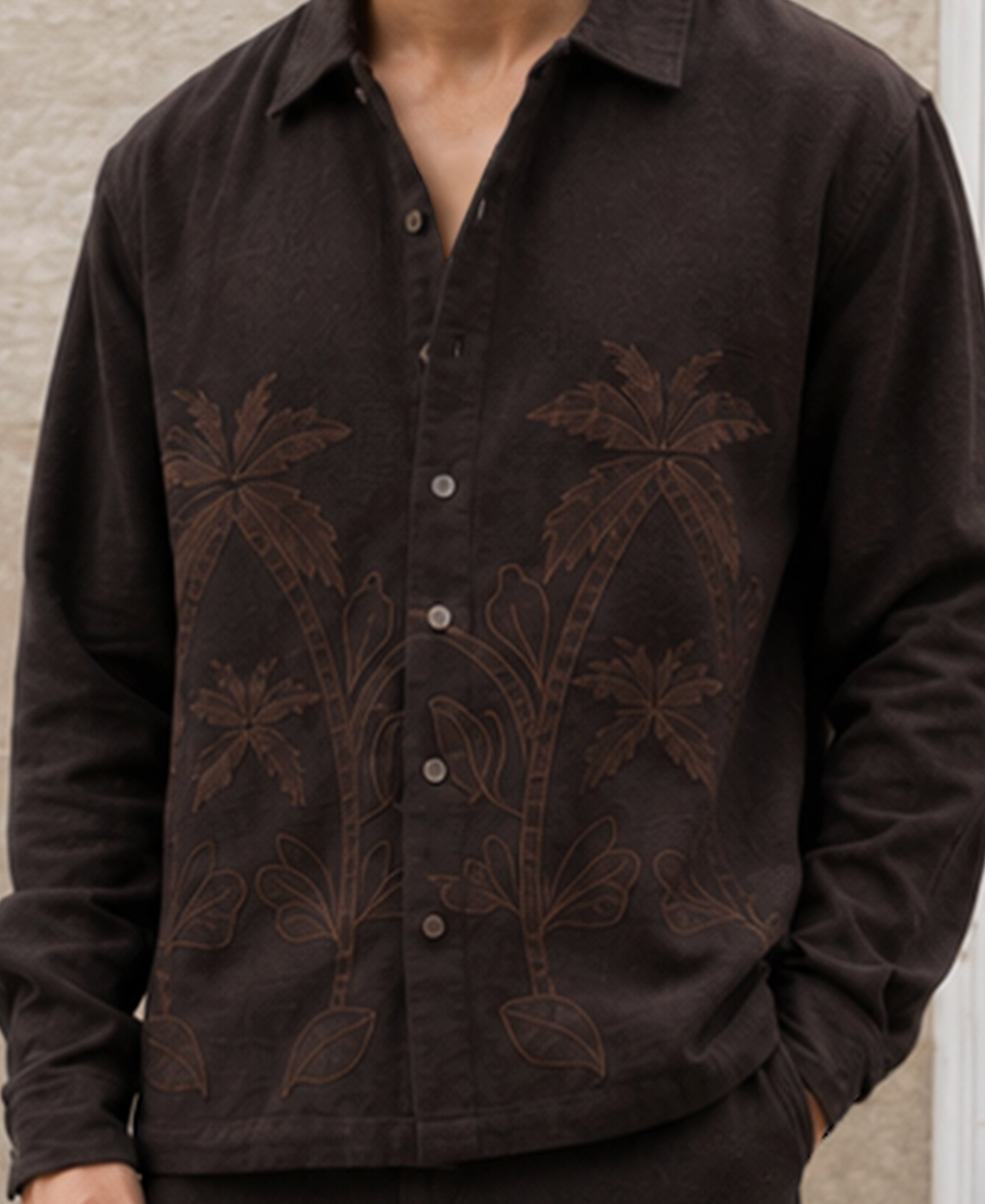 Brown Embroidered Co-ord Set