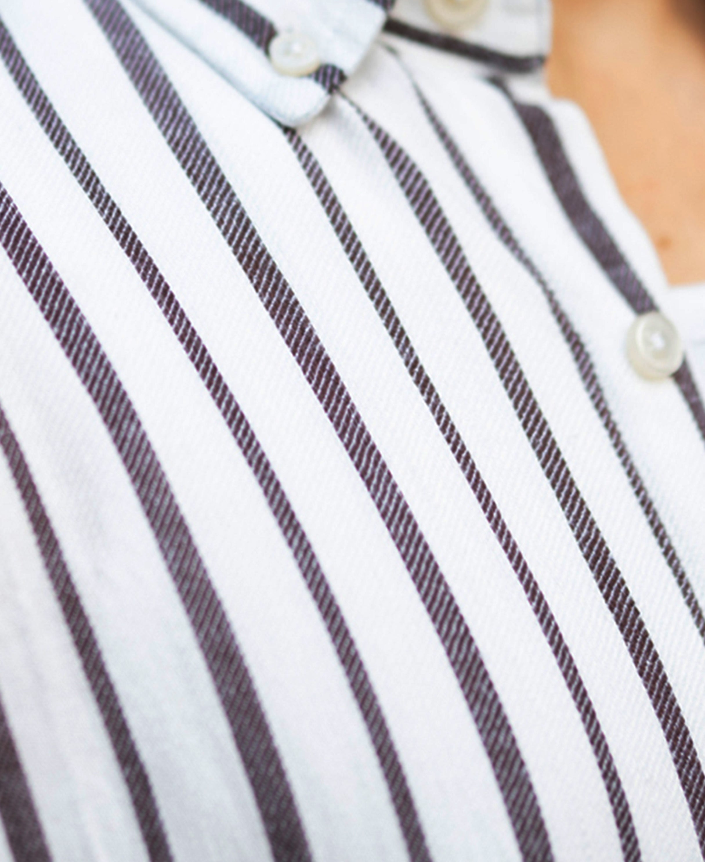White Linen Blend Stripe Shirt