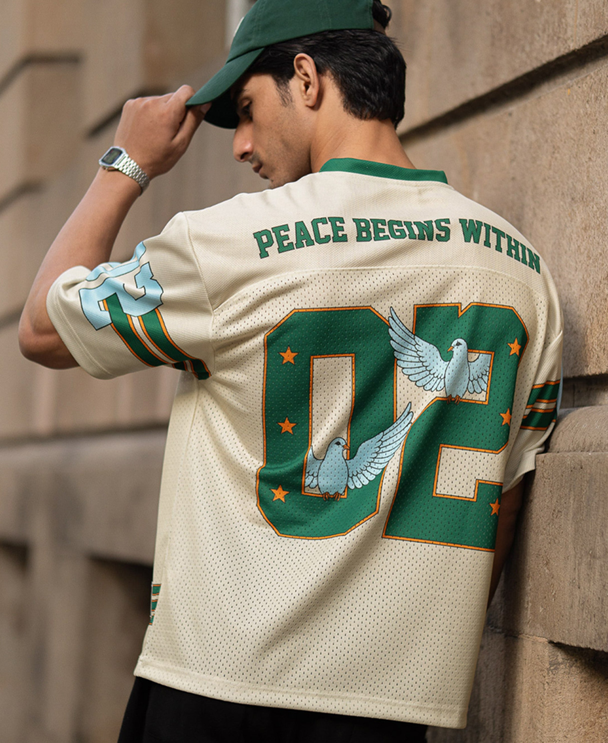 Cream Dove Print Jersey T-Shirt