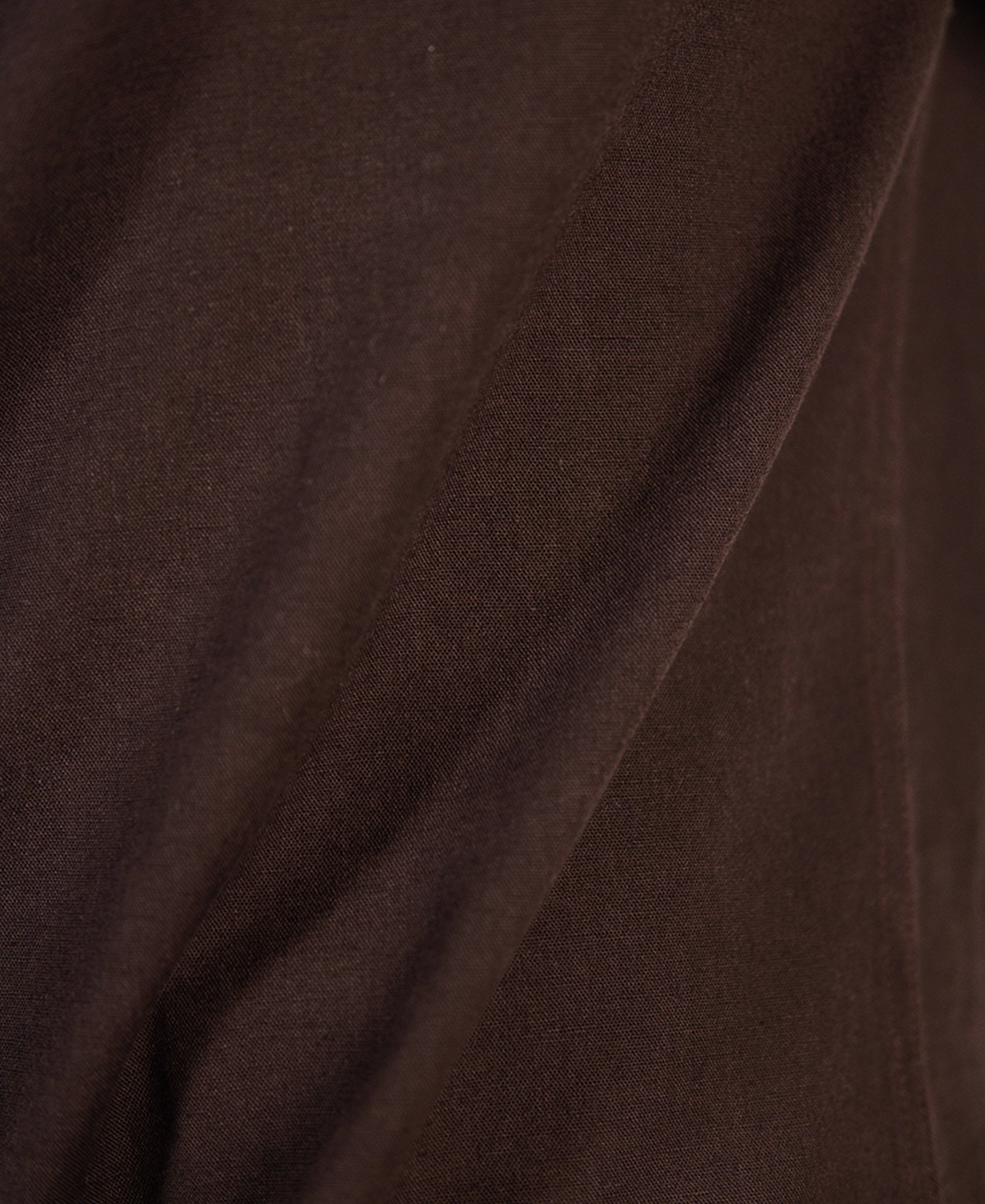 Brown Embroidered Linen Blend Kurta Shirt