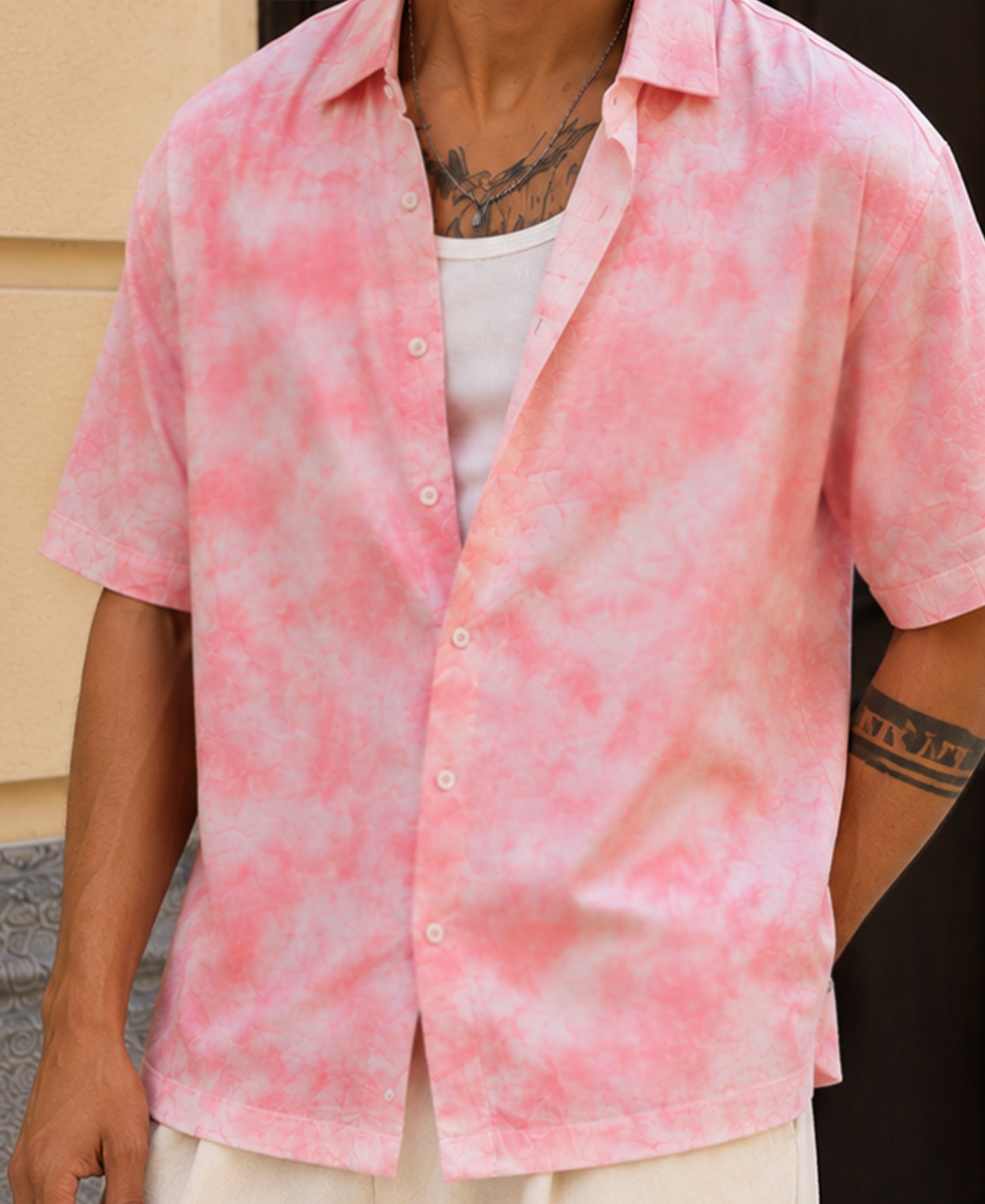 Pink Tie & Dye Print Shirt