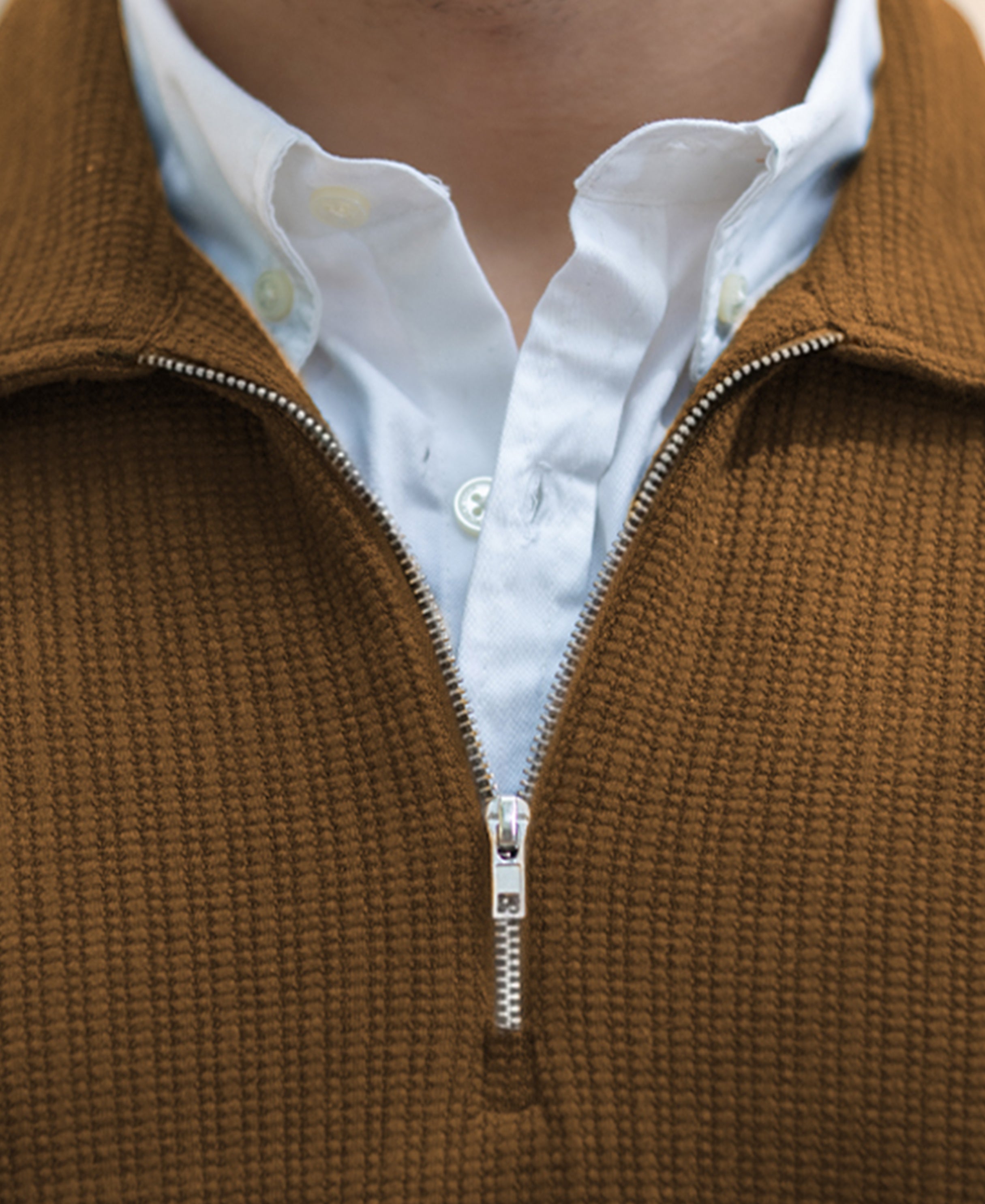 D Tan Contrast Collar Polo T-Shirt