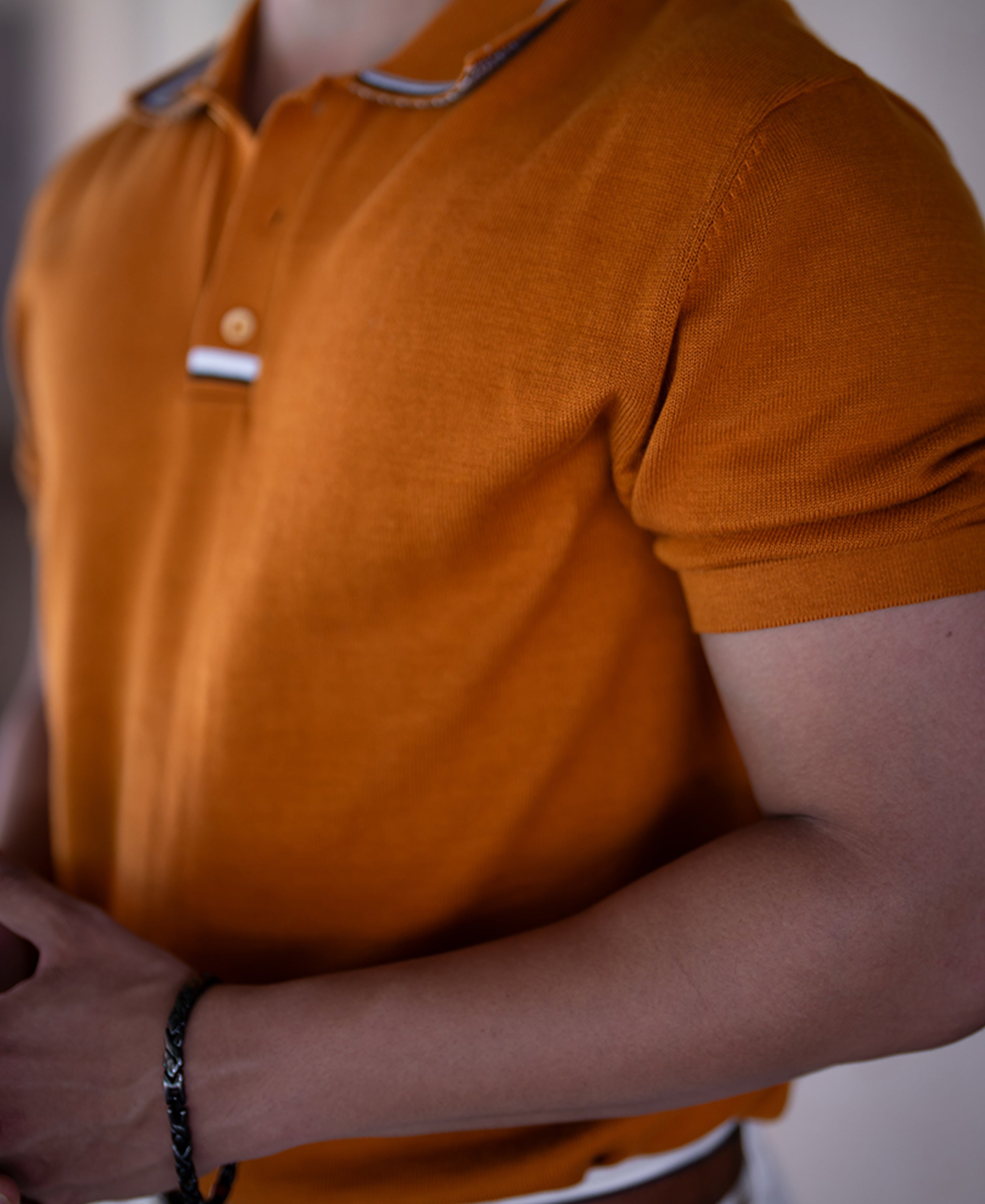 Ochre Yellow Knit T-Shirt 100% Cotton
