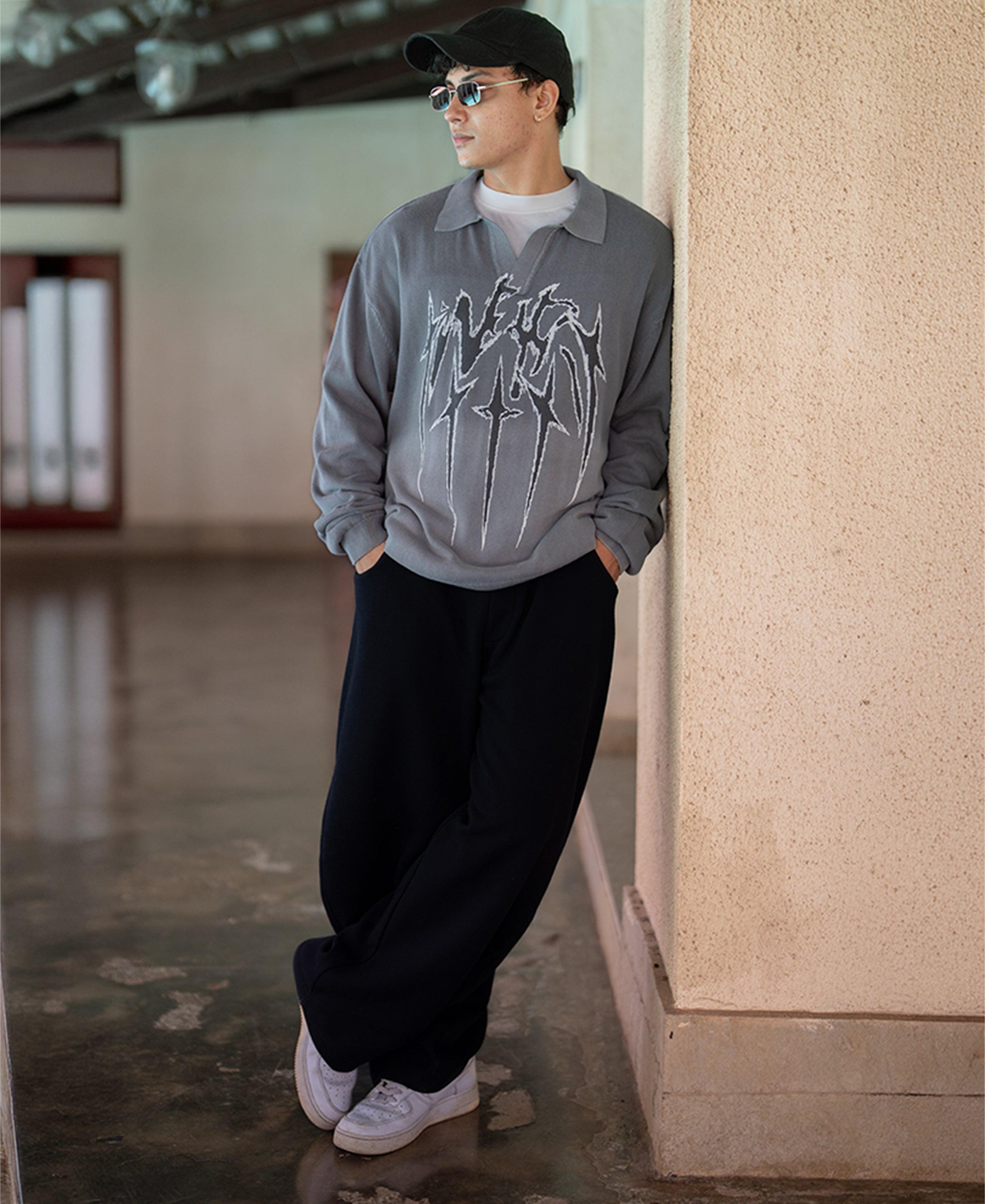 Grey Printed Knit T-Shirt 100% Cotton