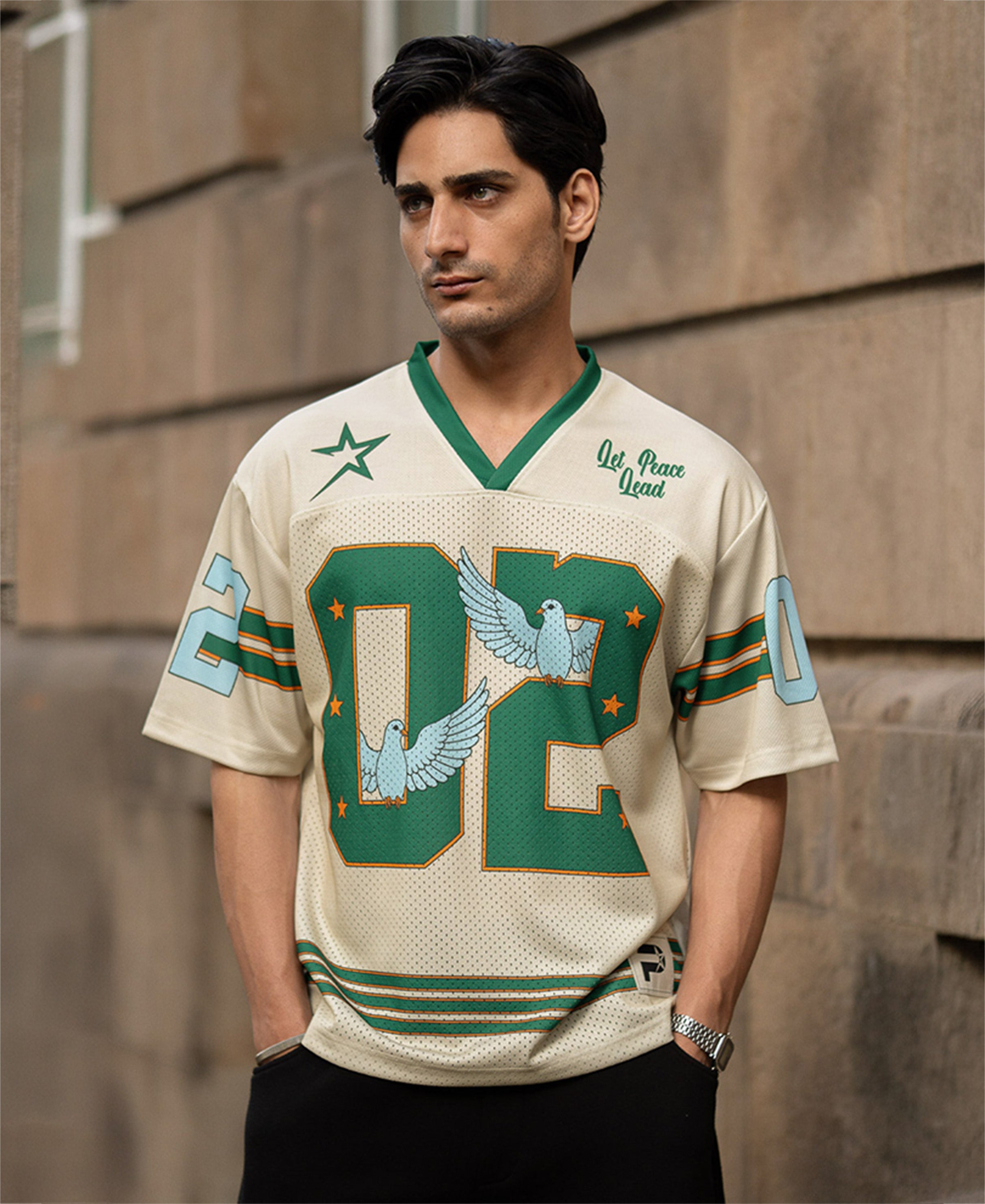 Cream Dove Print Jersey T-Shirt