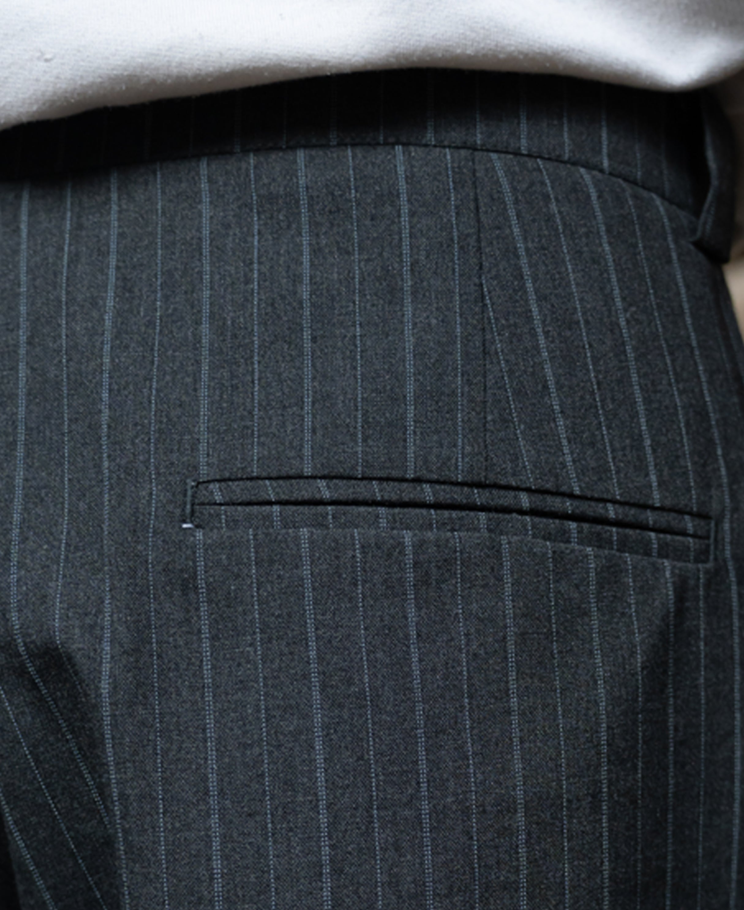 Grey Striped Pleated Korean Pants