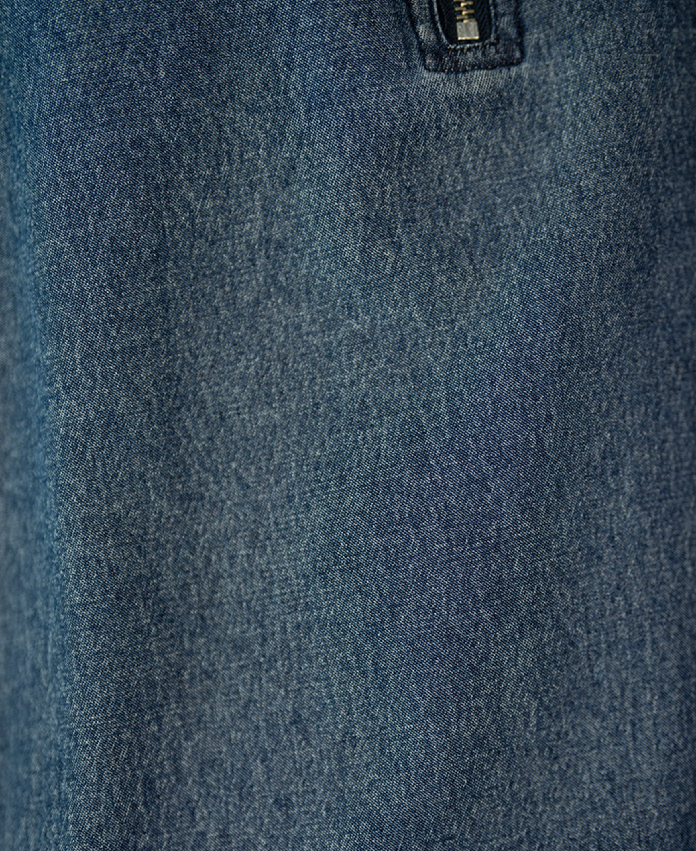 Dark Blue Washed Denim Zipper Shirt
