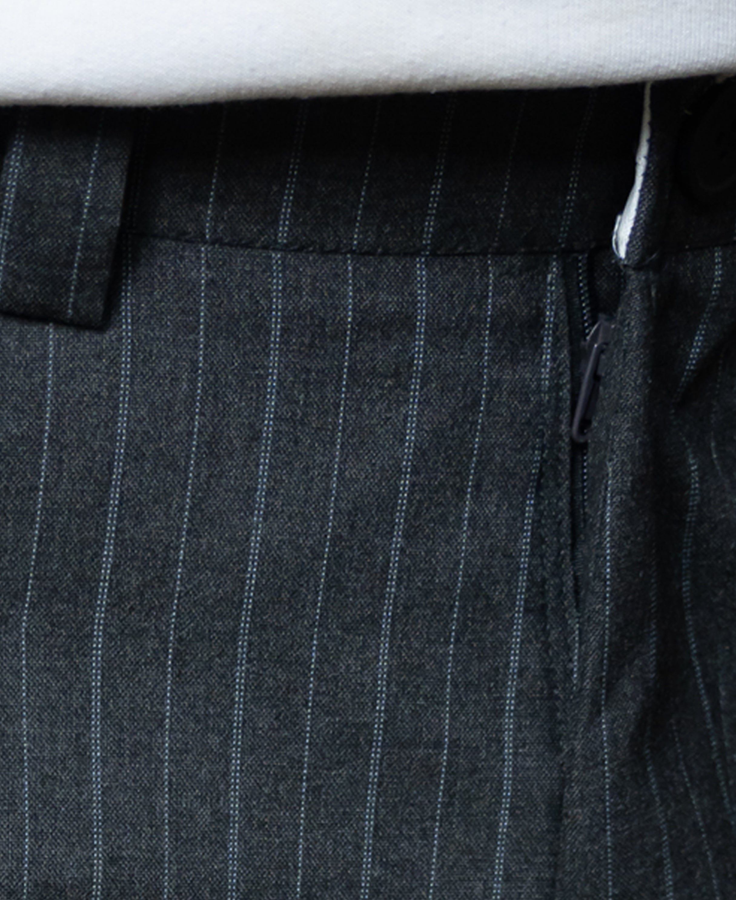Grey Striped Pleated Korean Pants