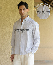 White Embroidered Stripe Shirt 100% Cotton