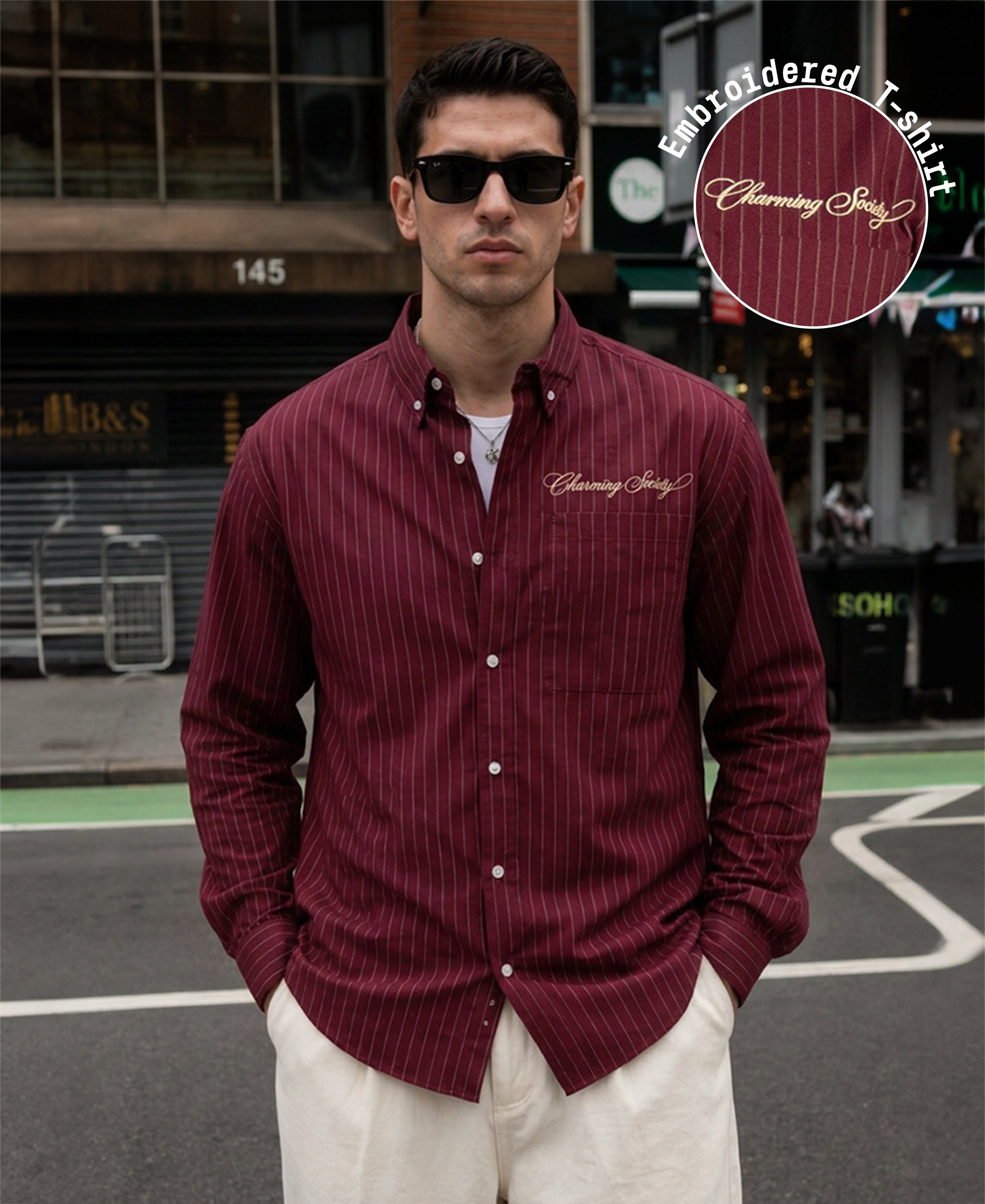 Maroon Oxford Stripe Buttondown Shirt