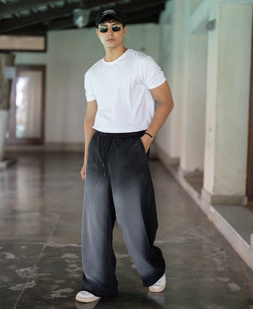 White Spray Basic Baggy Track Pant
