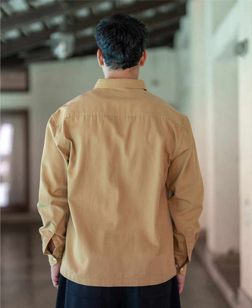 Tan Structure Printed Shirt 100% Cotton