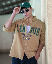 Tan Structure Printed Shirt 100% Cotton