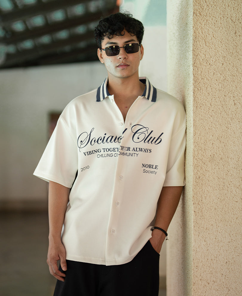 Off White Printed Knit Shirt
