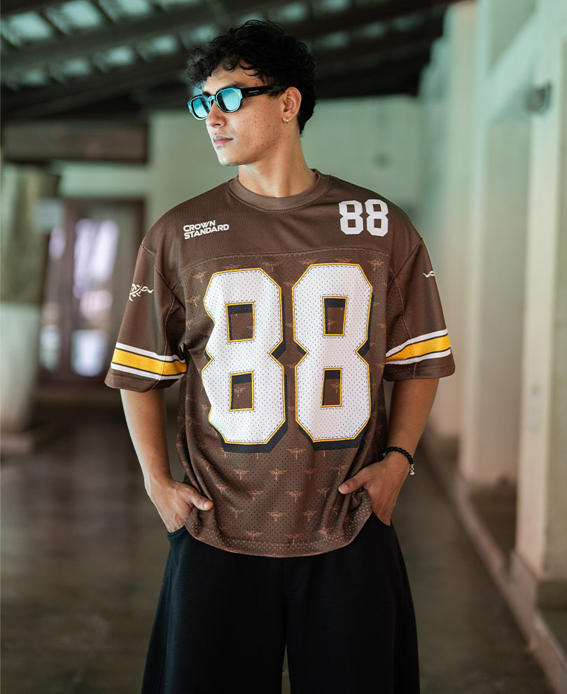 Tan Brown Printed Jersey T-Shirt