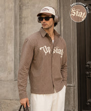 Light Brown Embroidered Checks Shirt 100% Cotton