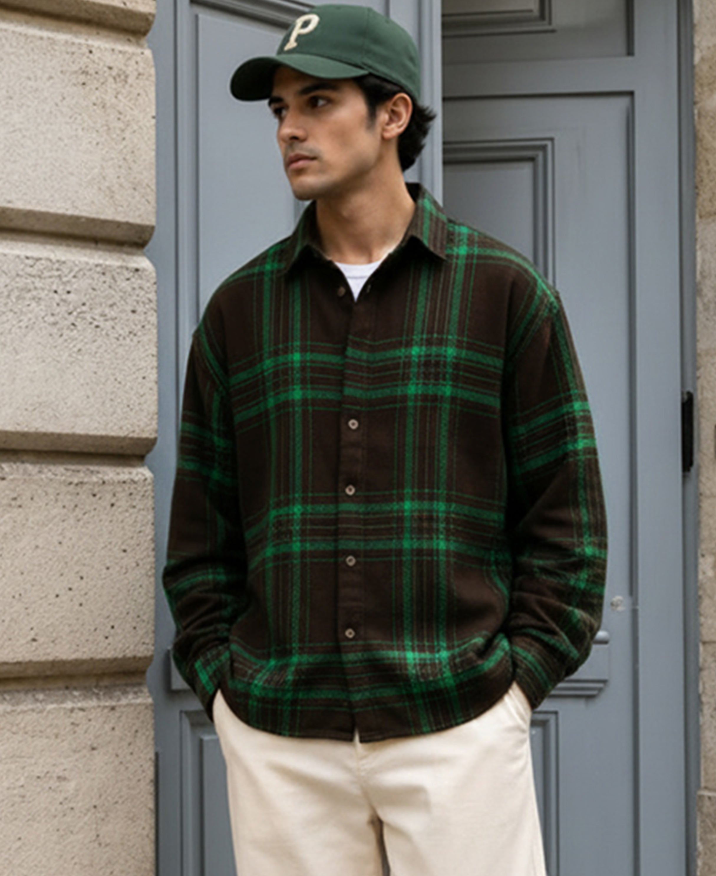 Brown Structured Checks Shirt 100% Cotton