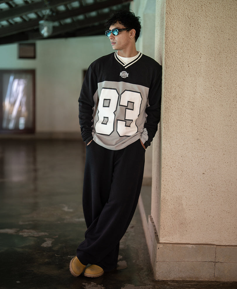 Grey & Black Printed T-Shirt