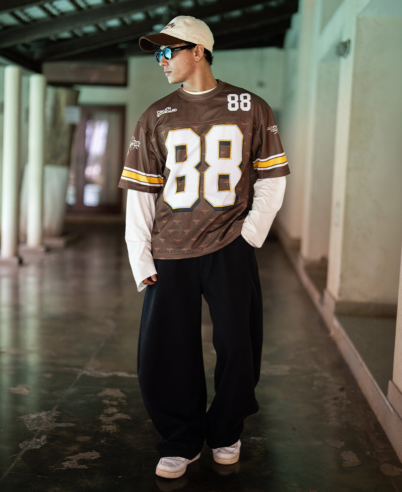 Tan Brown Printed Jersey T-Shirt