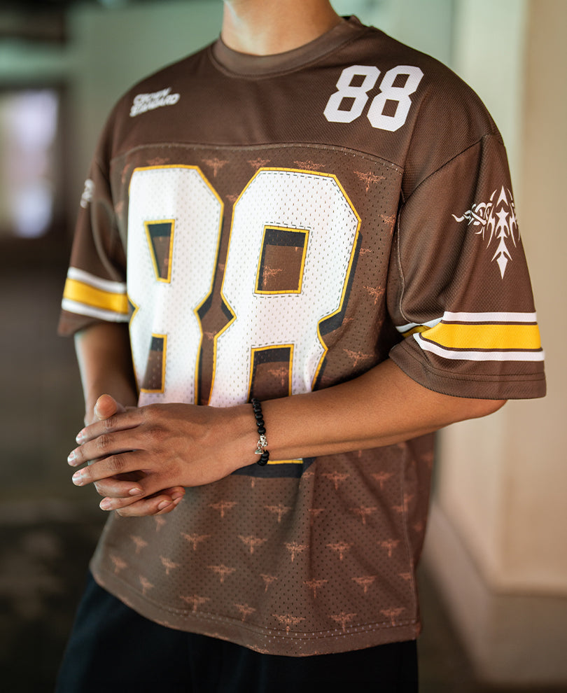 Tan Brown Printed Jersey T-Shirt