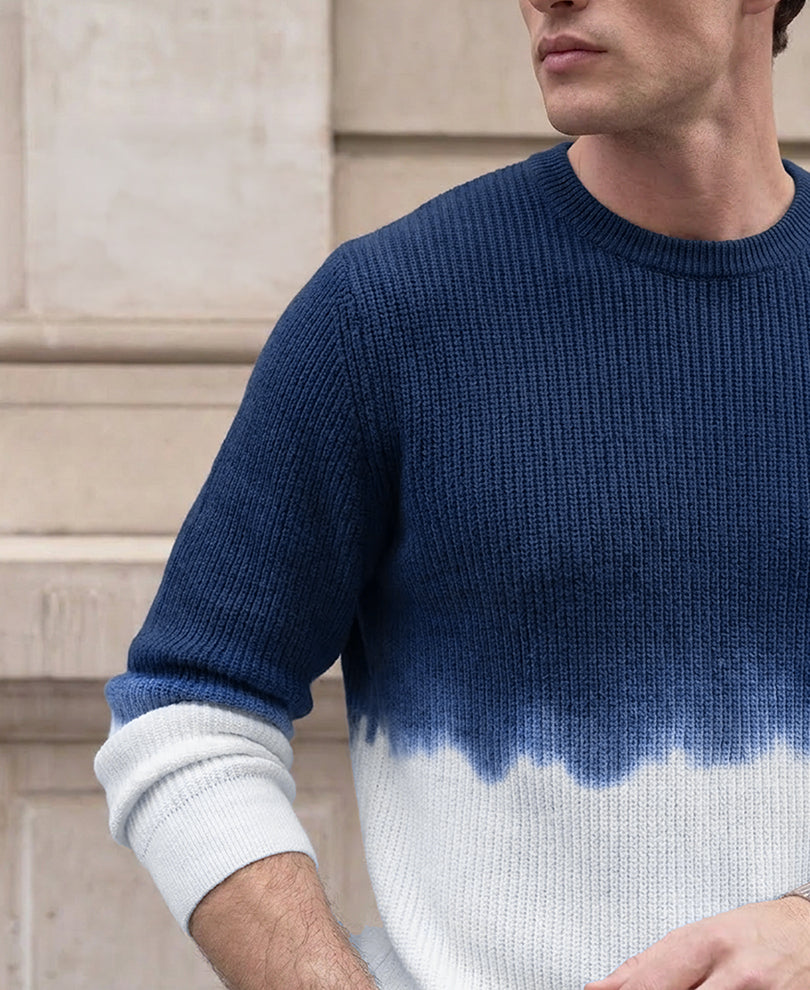 Navy Ombre Knit T-Shirt 100% Cotton