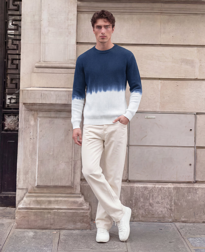Navy Ombre Knit T-Shirt 100% Cotton