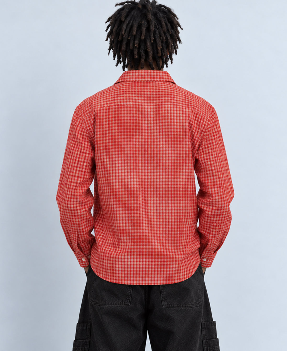 Red Embroidered Micro Checks Shirt