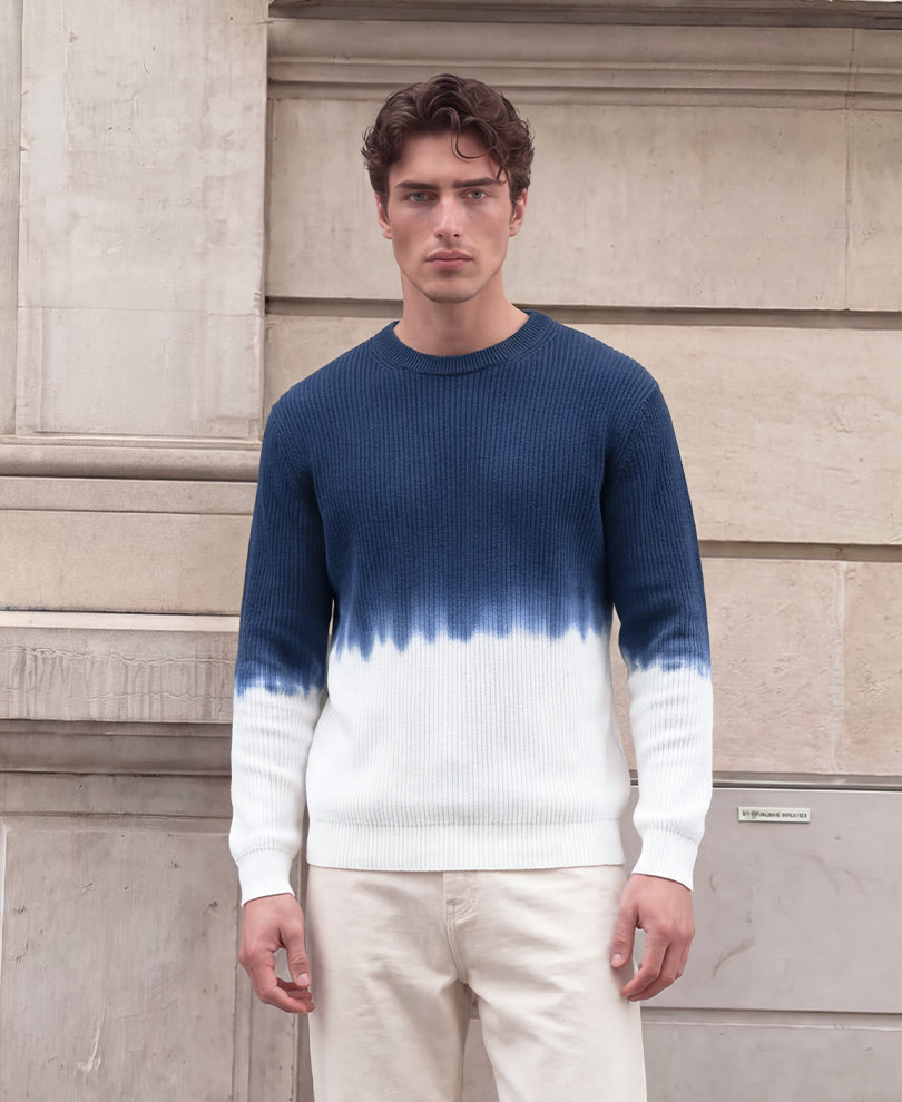 Navy Ombre Knit T-Shirt 100% Cotton