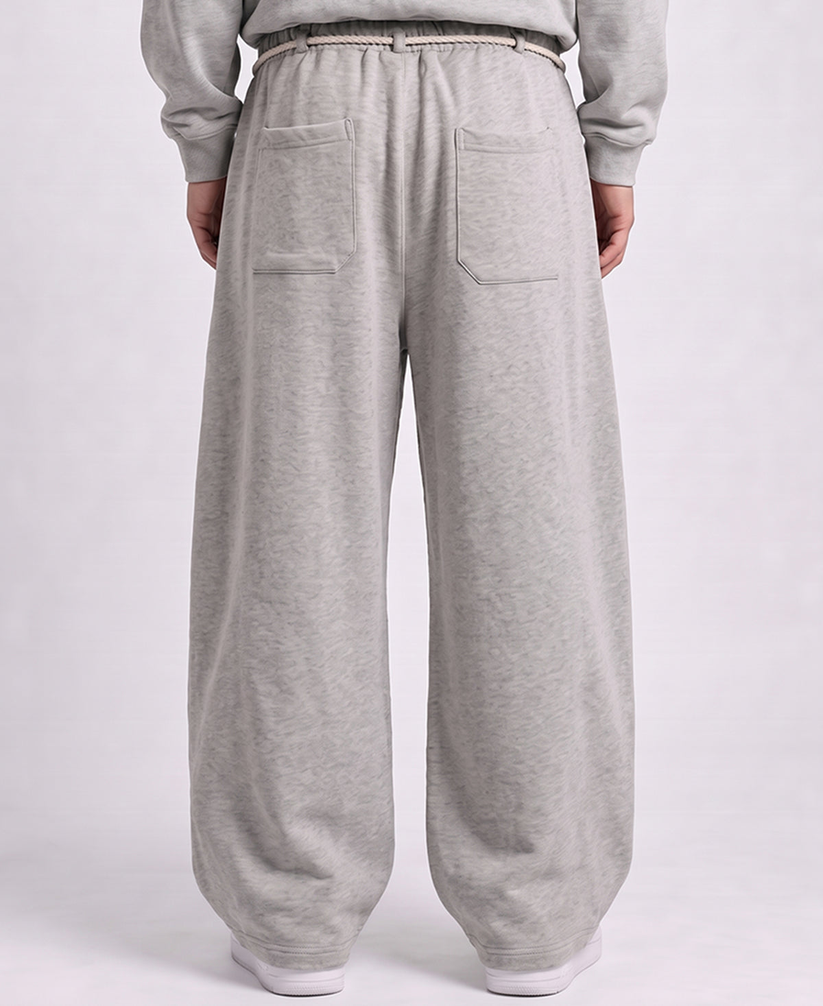 Grey Melange Panelled Baggy Trackpant
