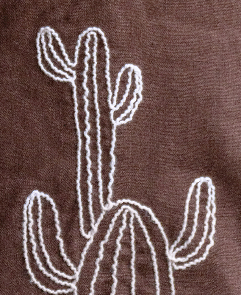Brown Linen Blend Embroidery Shirt