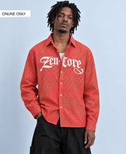 Red Embroidered Micro Checks Shirt