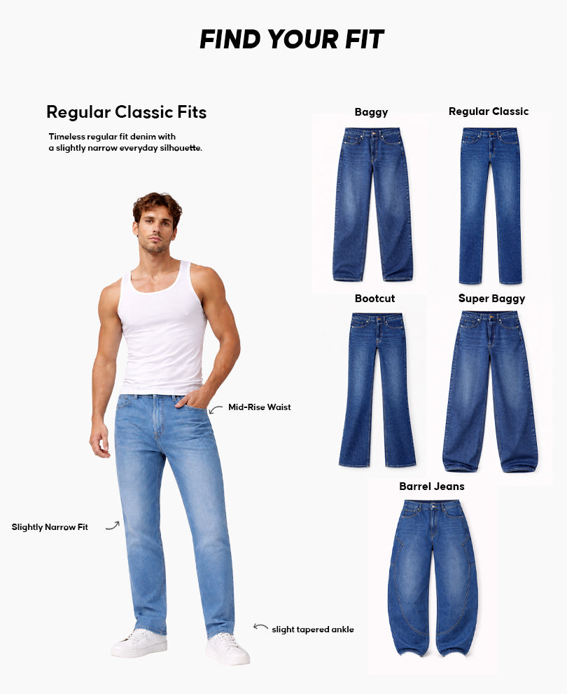 Grey Regular Fit Basic Denim Jeans