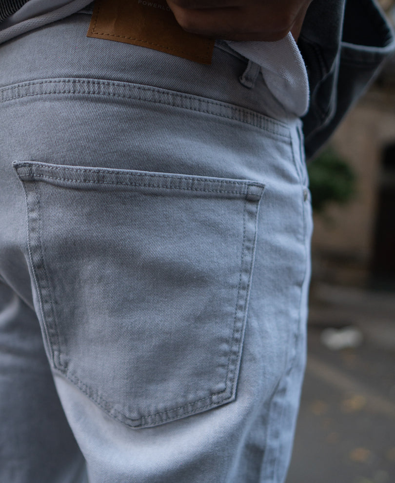 Light Grey Regular Fit Denim Jeans.