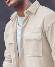 Cream Chest Pocket Shacket Oversize Drop Shoulder Shirt.