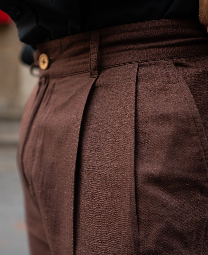 Dark Brown Linen Pant.