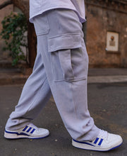 Sky Grey Cargo Pocket Baggy Fit Track Pant.