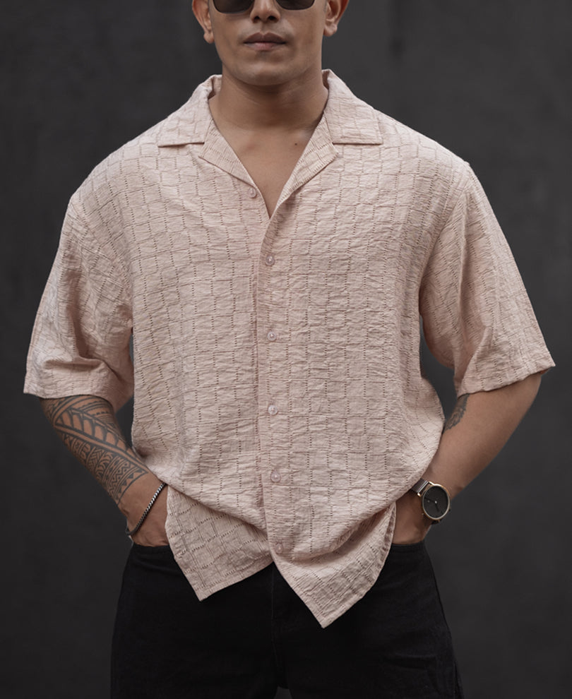 Light Beach Structured Oversized Half Sleeves Shirt.