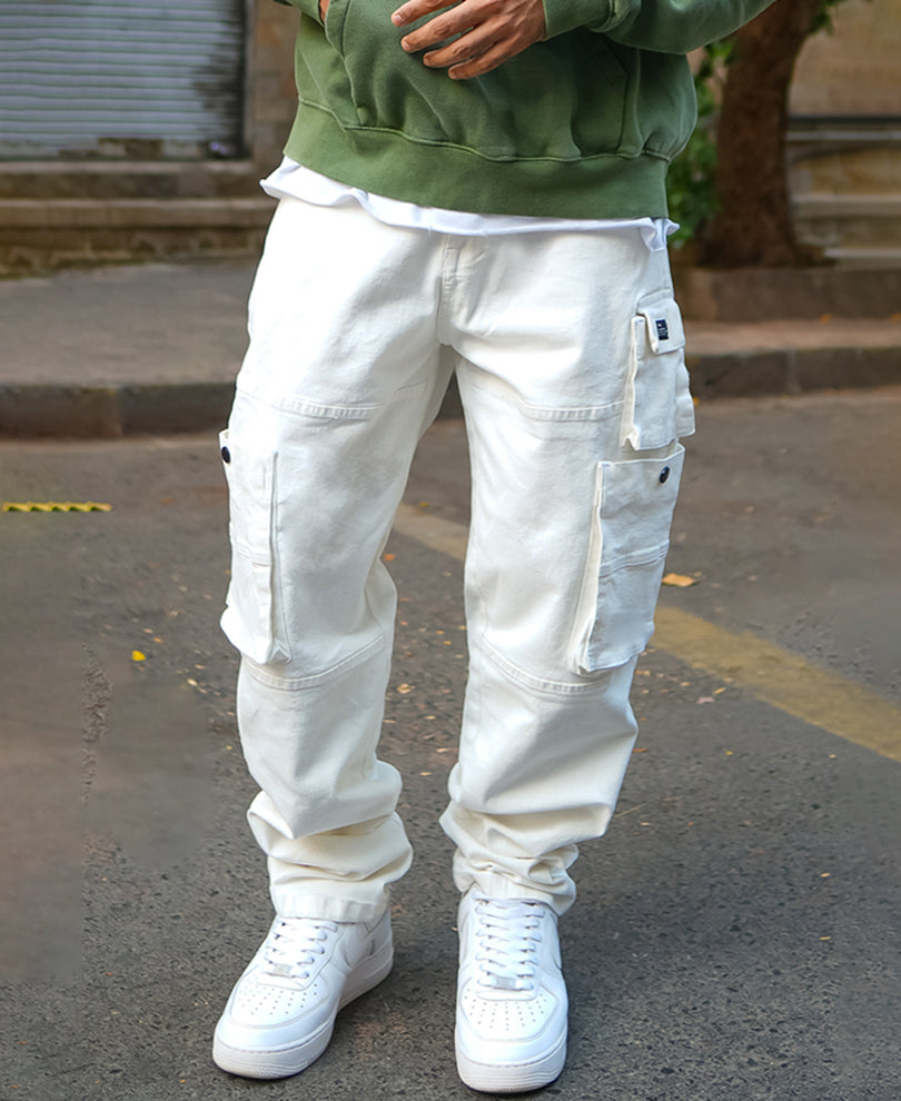 Off White Patch Pockets Denim Jeans.