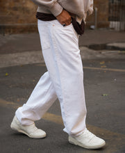 White Denim Solid Baggy Fit Jeans.