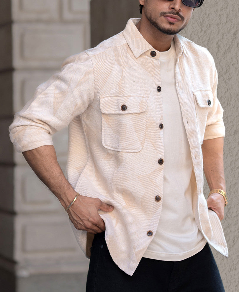 Off-White Double Pockets Regular Fit Full Sleeves Shirt.