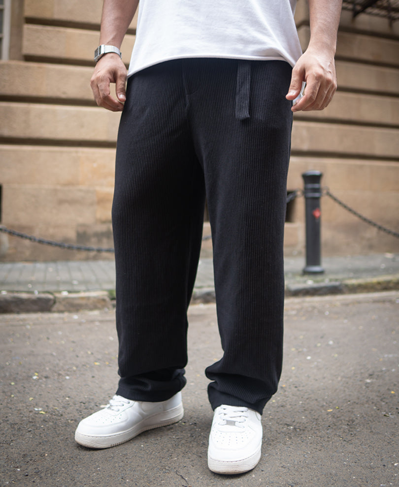 Black Baggy Fit Corduroy Pant.