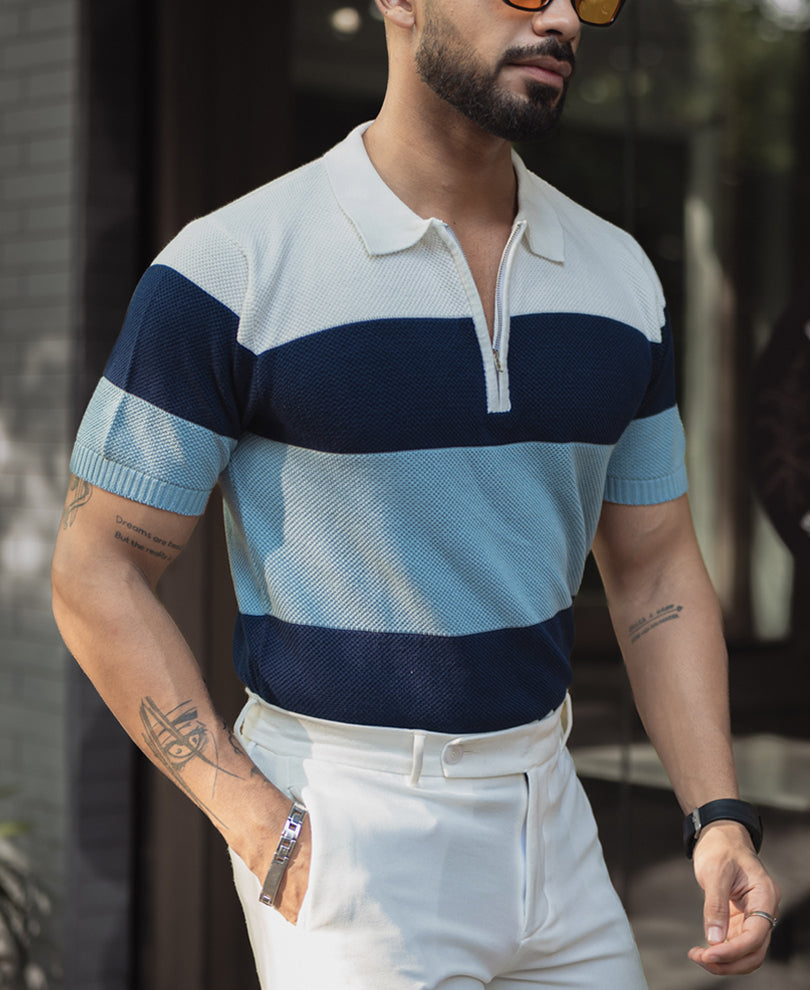Multi Colour Knits Regular Fit Half Sleeves Tshirt.