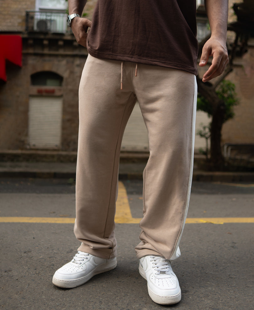 Light Beige Baggy Fit Track Pant.