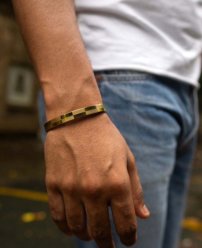 Golden Block Design Bracelet.