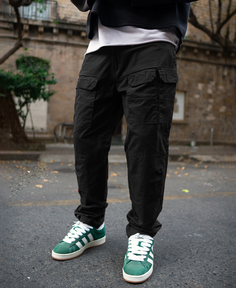 Black Cotton Cargo Pant.